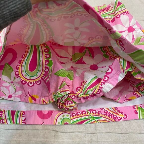 Lilly Pulitzer White Tag “Cheery O” Print‎ Girls Skort Size 7 Pink and Green - Picture 3 of 7